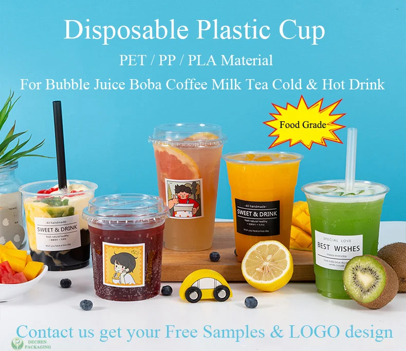 Pp U Shape Cups Smoothie Plastic Cups